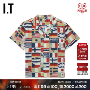 衬衫 翻领短袖 新款 时尚 饰5SH018MO 复古满幅国旗图案装 BODE男装