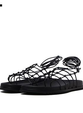 IT Rick Owens女款网眼粗编织凉鞋新款脚踝绑带凉拖鞋7800LL0O