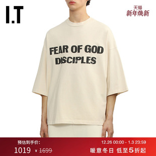 FEAR T恤新款 廓形七分袖 酷感潮流宽松上衣10309HMP GOD男装