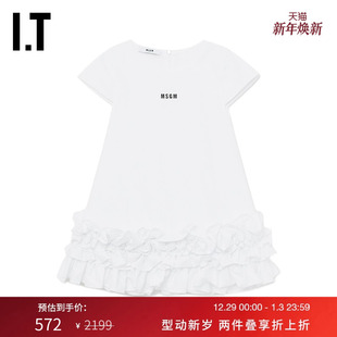 可爱活泼荷叶边裙摆T恤裙GDR110XM 连衣裙新款 MSGM女童短袖