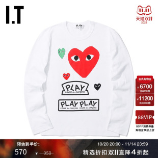 COMME des GARCONS川久保玲2024冬女装 T恤爱心款 PLAY 长袖 CDG