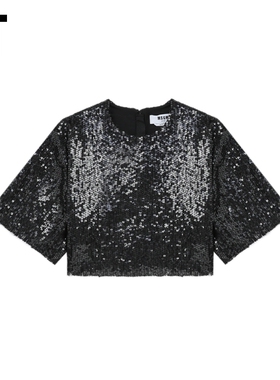 IT MSGM女装短款短袖上衣新款时髦摩登满幅亮片缀饰上衣M07605AN
