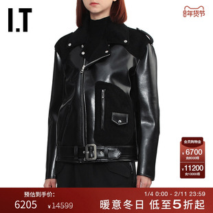 IT JUNYA WATANABE WOMEN女装皮革感机车夹克新款仿皮质拉链外套