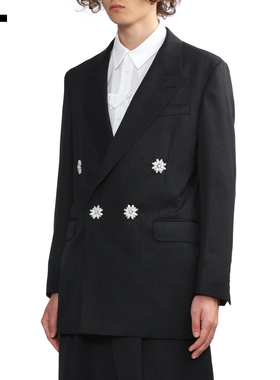 IT Simone Rocha男装宽松西装夹克新款珠饰扣饰西服外套613217MP