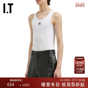 IT MARINE SERRE男装圆领背心新款简约基础款新月刺绣内搭T081MP