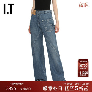 IT JW Anderson女装宽松牛仔裤新款复古有型不规则裤腰长裤0102XP