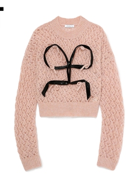 IT Louis Shengtan Chen女装镂空针织衫新款蝴蝶结装饰毛衣254186