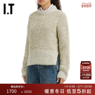 IT CLOSED女装圆领针织衫新款随性质感粗织毛绒毛衣C962689P