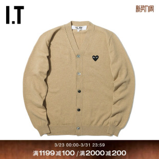 CDG GARÇONS川久保玲男针织开衫 PLAY des 黑色爱心刺绣 COMME