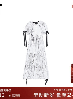 IT VIVIANO SUE女装泡泡袖连衣裙摩登时髦满幅亮片缀饰长裙D06XI