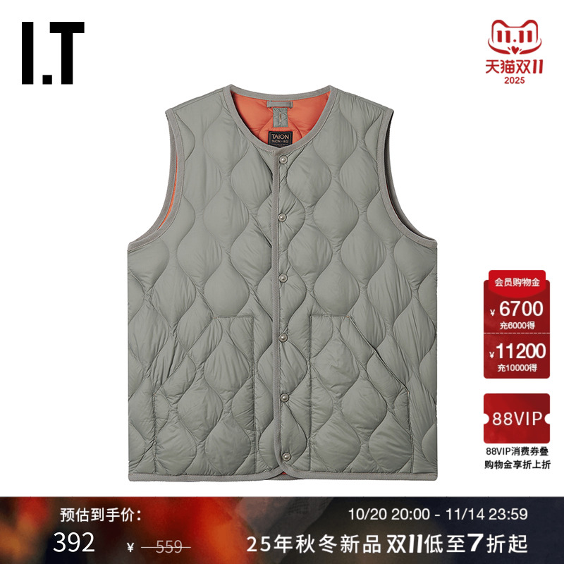 ITTAION按扣羽绒马甲简约日潮