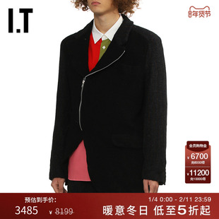 IT CDG COMME des GARCONS HOMME DEUX男装不规则斜拉链西装夹克