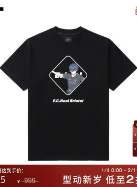 IT F.C.REAL BRISTOL|蓝色监狱联名系列男装短袖T恤新款圆领半袖