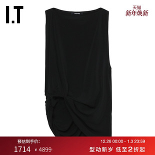 上衣新款 船型领无袖 时髦优雅不对称褶饰宽松背心 JACQUEMUS女装