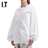 廓形连帽拉链卫衣新款 We11Done女装 宽松褶饰休闲外搭820UWHXQ