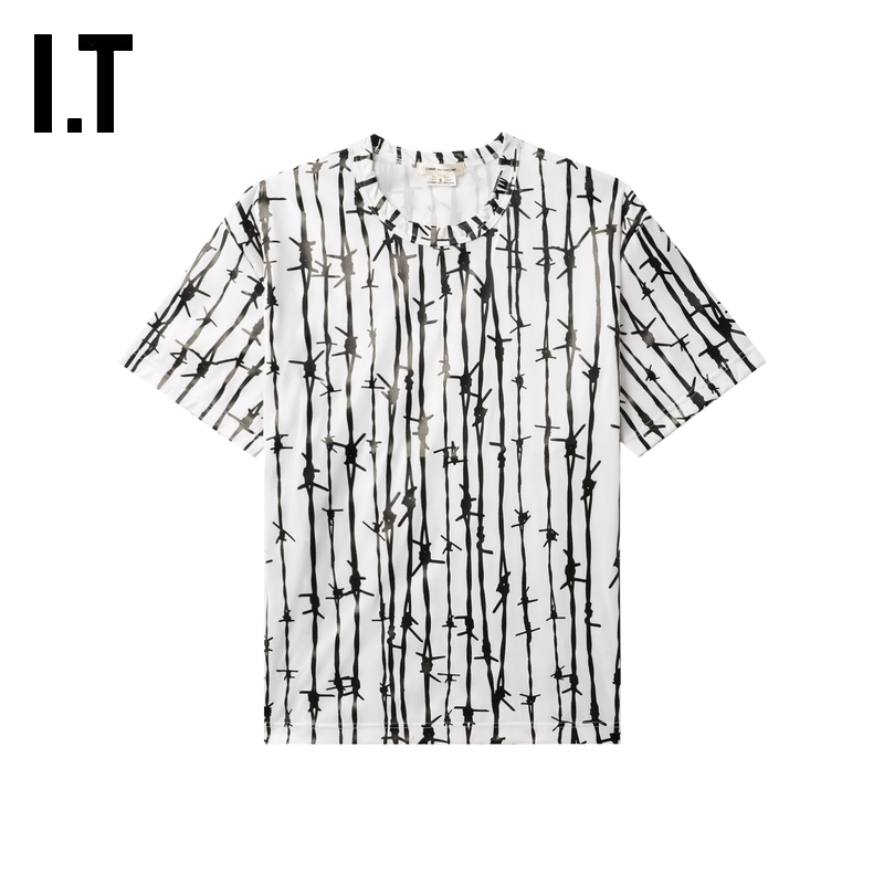 IT满幅图案短袖上衣个性酷感