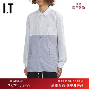 des GARCONS 衬衫 CDG 条纹拼接宽松长袖 COMME DEUX男装 HOMME