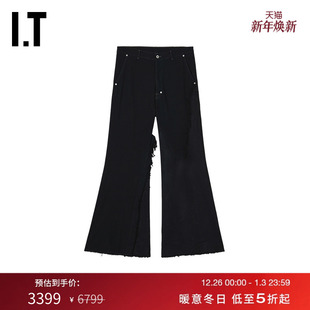 喇叭裤 Owens男装 新款 潮酷型男毛边装 308BCLMP 饰拖地长裤 Rick