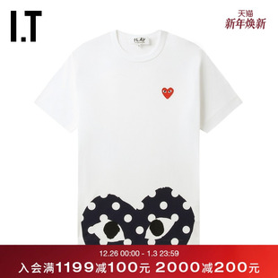 COMME PLAY des GARCONS川久保玲情侣波点爱心装 T恤 饰短袖 CDG