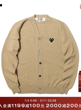 IT CDG PLAY COMME des GARÇONS川久保玲男针织开衫黑色爱心刺绣