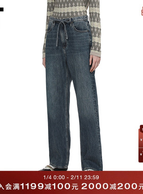 IT rag & bone女装宽松牛仔裤长裤新款系带水洗直筒裤DEH1RDXQ