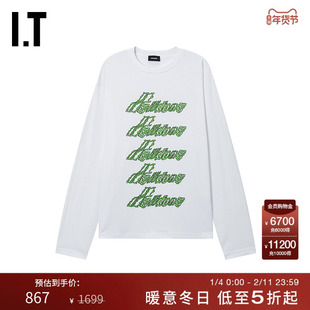 IT We11Done女装宽松长袖T恤新款潮流酷感logo印花上衣728UWHXP