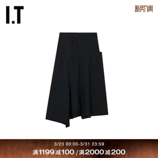 不对称裙裤 s女装 阔腿裤 新款 P12BL1XQ 文艺日系宽松飘逸长裤