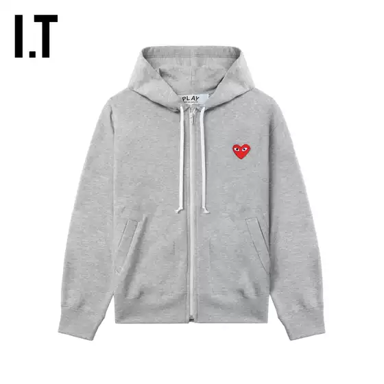 It Cdg Play Comme Des Garcons Rei Kawakubo Couple's Style Hooded Zip-Up Sweatshirt Outerwear