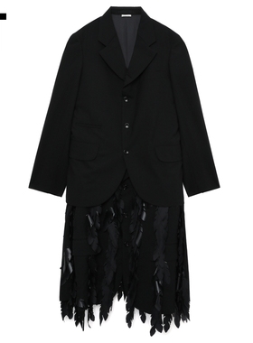 IT CDG COMME des GARCONS HOMME PLUS男中长款叠层拼接西装夹克