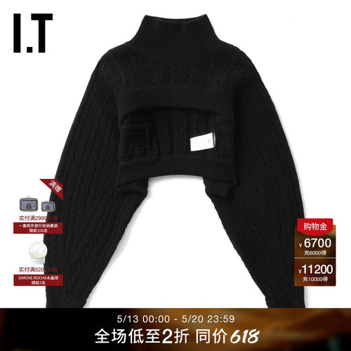 ITSimoneRocha短款立领针织衫