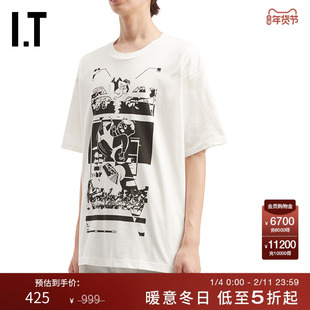 IT C.E男装宽松短袖T恤新款潮酷有型漫画插画印花半袖S28T16MP