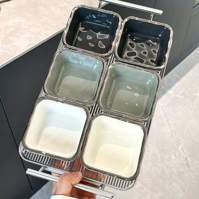 陶瓷水果盘家用客厅茶几现代糖果零食摆放盘分格小吃茶点心干果盘