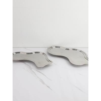 现代简约几何不锈钢香薰托盘糖果盘桌面摆件客厅餐厅茶几家居饰品