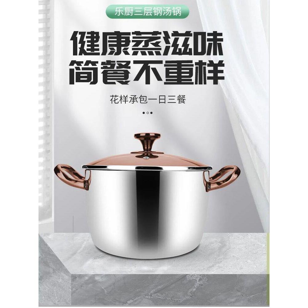 德国304不锈钢汤锅燃气灶电磁炉专用家用加厚火锅锅具带双耳把手