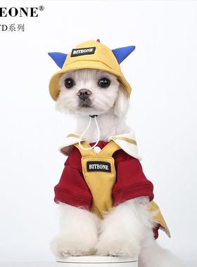 BITEONE【涂鸦幼稚园】猫咪狗狗衣服秋冬新款帽子衣服吊带