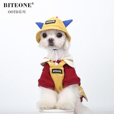 BITEONE【涂鸦幼稚园】猫咪狗狗衣服秋冬新款帽子衣服吊带