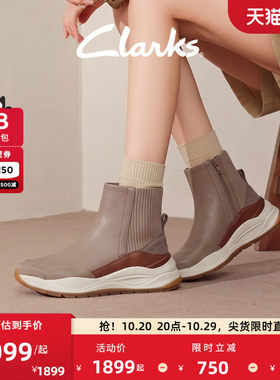 clarks袜靴女士厚底靴保暖显瘦