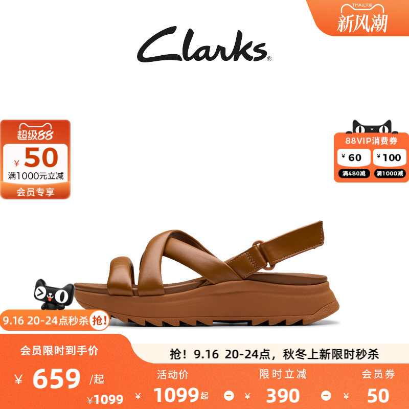 Clarks其乐女厚底缓震罗马凉鞋										