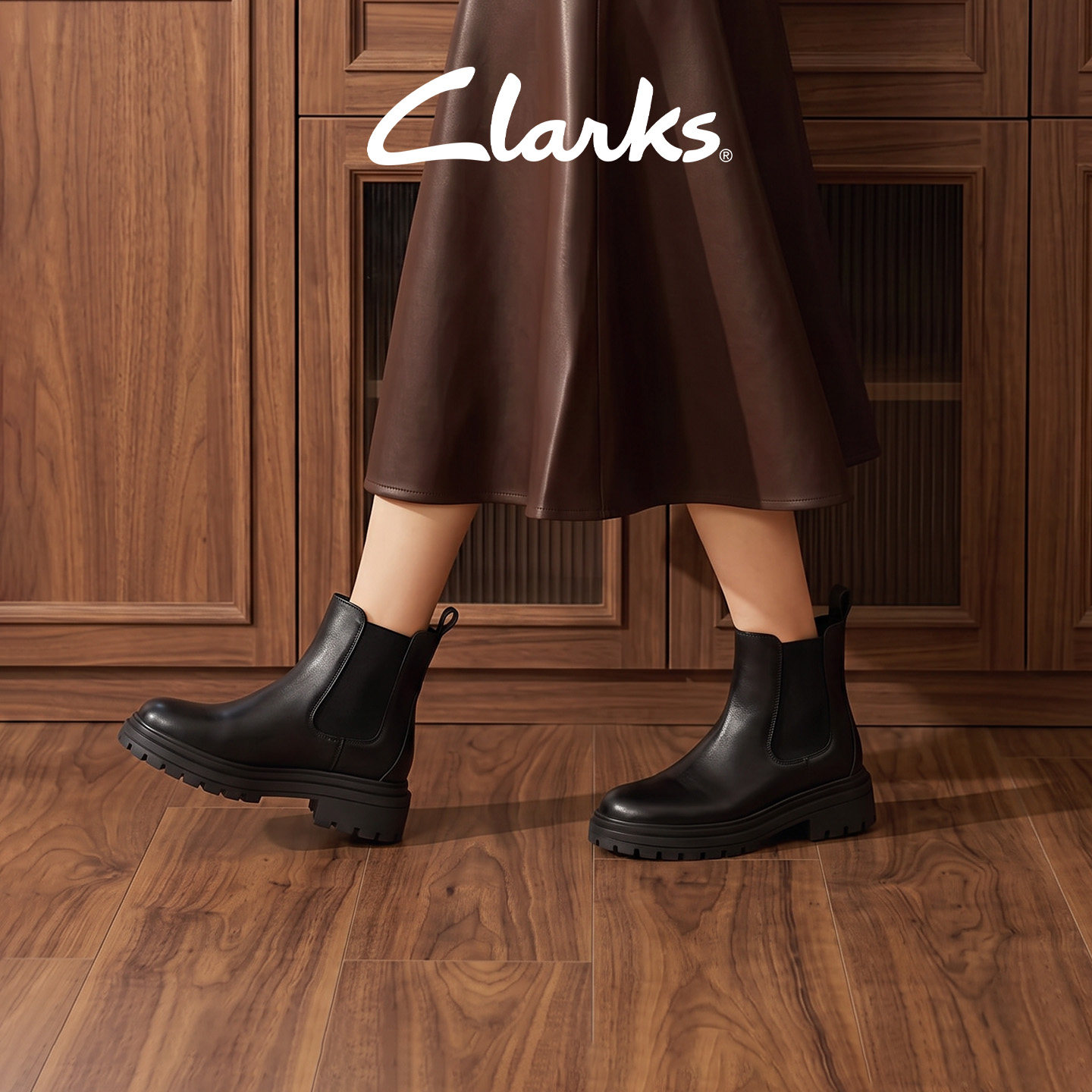 Clarks其乐厚底显瘦切尔西女靴