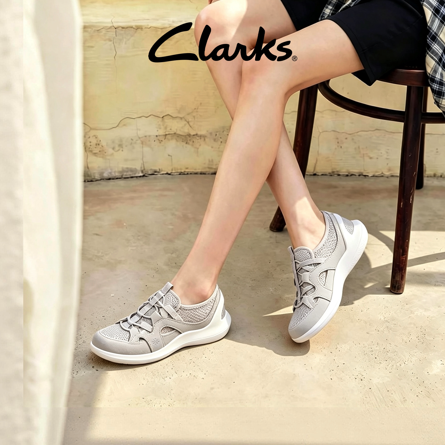 Clarks其乐女厚底透气运动凉鞋图片