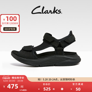 纯色时尚 Clarks其乐女士夏季 魔术贴沙滩鞋 简洁设计女凉鞋 4CM厚底