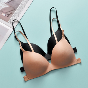 黑色无痕美背少女内衣细肩带露背无钢圈文胸性感小胸聚拢薄款 胸罩