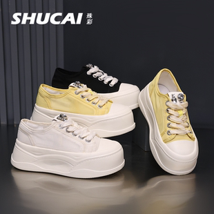 轻便运动鞋 殊彩7CM厚底增高网面小白鞋 透气休闲鞋 新时尚 2026夏季