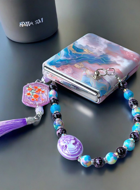 适用华为pocket2手机壳可爱少女紫色国风流苏p50pocket s古风时尚气质折叠屏防摔oppon3flip挂绳链条高级新款