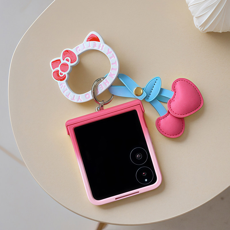 适用小米mixflip2手机壳可爱粉色渐变华为p50 pocket2 s全包铰链中转轴防摔三星zflip7/6小清新novaflip高级