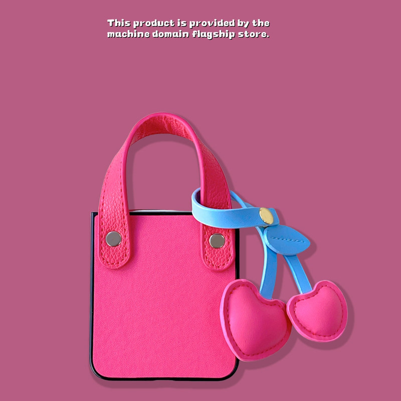 手提包包适用华为pocket2手机壳新款时尚三星zflip6/5/4保护套防摔小米mixflip折叠可爱樱桃荣耀MagicVFlip女