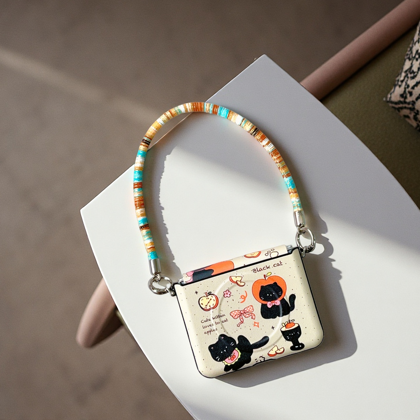 适用华为purax手机壳斜挎挂绳三星zflip7全包中轴荣耀Magicvflip2可爱狗狗小米mixflip2磁吸支架pocket2防摔