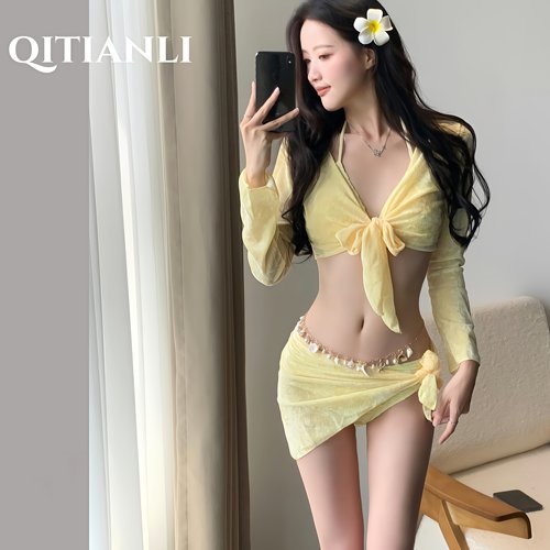 绝美四件套泳衣女海边度假比基尼