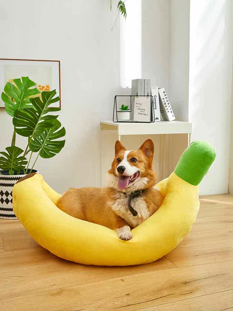 宠物卡通香蕉窝狗窝可拆洗中小型犬四季通用猫咪泰迪柯基冬天保暖