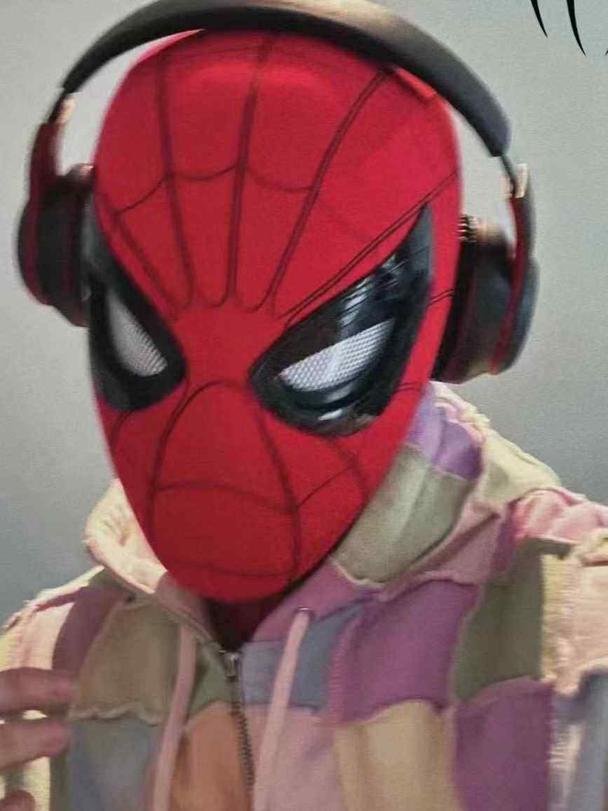 蜘蛛侠帽子眼睛可动头套全脸头罩儿童平常心面具英雄远征眨眼电动